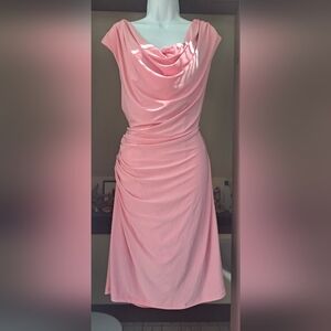 SHARAGANO Plus Size Midi Dress Draped Polyester Bodycon Party Dress Cocktail